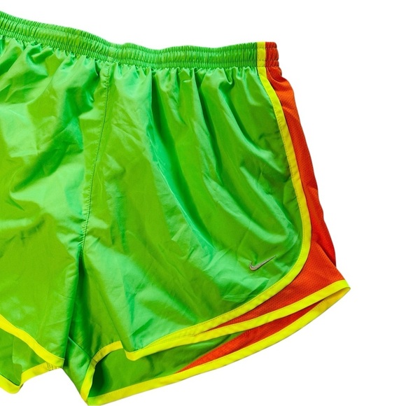 Nike Dri-Fit Vibrant Green & Orange Athletic Running Shorts Women’s Size L - Picture 4 of 5